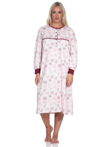 NORMANN Langarm Nachthemd klassische Design Knopfleiste am Hals - 88999 in creme