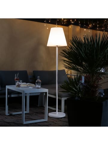 MARELIDA LED Akku Garten Stehlampe USB aufladbar 4 Helligkeitsstufen H: 150cm in weiß