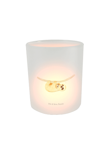 Mr. & Mrs. Panda Windlicht aus Glas Faultier Kind ohne Spruch in Transparent