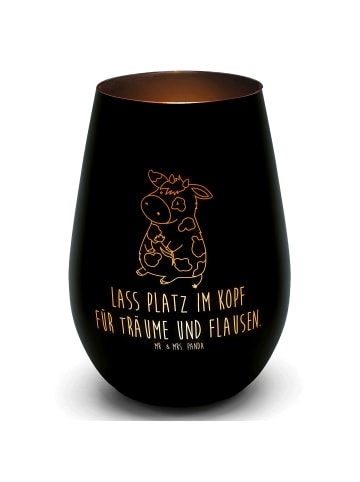 Mr. & Mrs. Panda Gold Windlicht Kuh mit Spruch in Schwarz