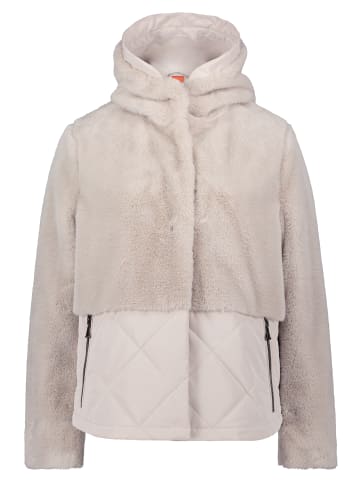 AMBER & JUNE Plüschjacke mit Kapuze in Hellgrau