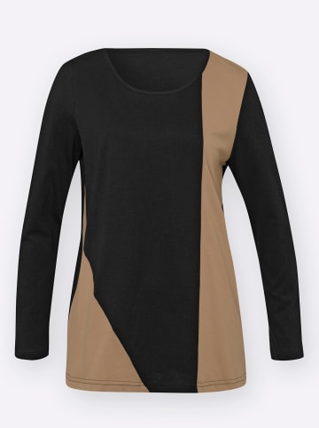 Sieh an! Shirt in schwarz-camel-gemustert