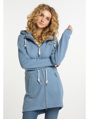 Schmuddelwedda Lange Sweatjacke in Blau Melange