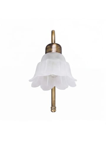 Licht-Erlebnisse Wandlampe (H)19 cm in Messing Antik Weiß