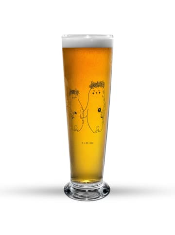 Mr. & Mrs. Panda Bierglas Bären mit Blumenkranz ohne Spruch in Transparent