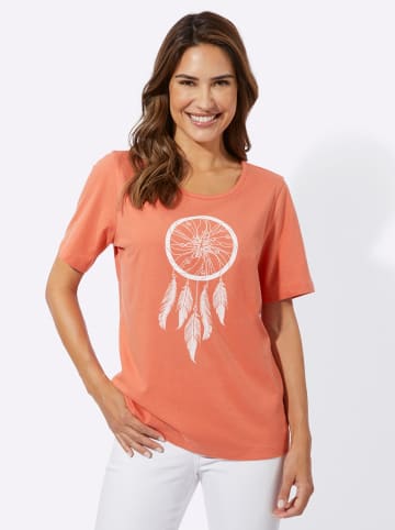 Sieh an! Kurzarmshirt in papaya-ecru