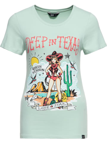 Queen Kerosin Shirt "Print T-Shirt Deep in Texas" in Grün