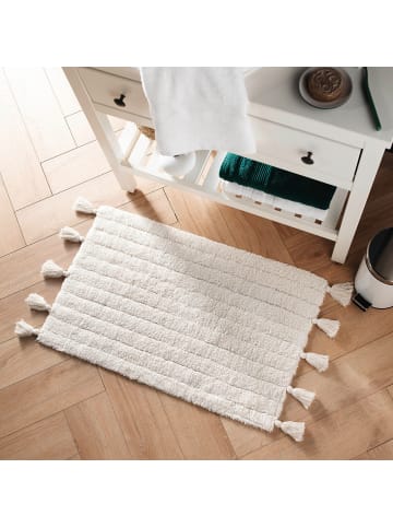 Douceur d’Intérieur Badematte MINATIS, 100% Baumwolle, mit Fransen in Weiß, 50 x 80 cm