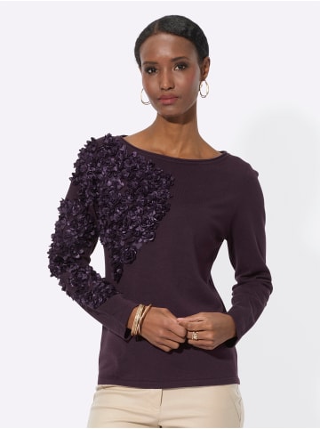 creation L Langarm-Pullover in aubergine