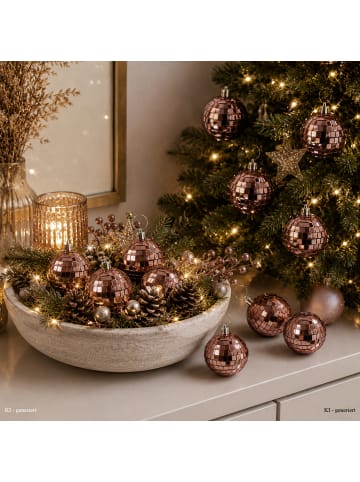 MARELIDA Weihnachtsbaumschmuck Discokugel Spiegelkugel Baumkugel D: 5cm in kupfer