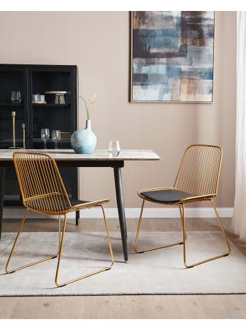 Beliani 2er-Set Esszimmerstuhl PENSACOLA in Gold/Schwarz