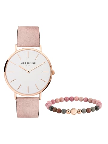 LIEBESKIND BERLIN Uhr & Armband Set Leather & Beads in roségold