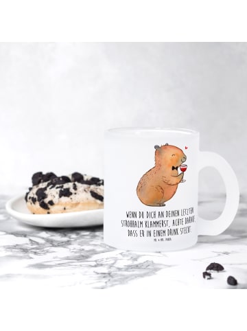 Mr. & Mrs. Panda Teetasse Capybara Wein mit Spruch in Transparent
