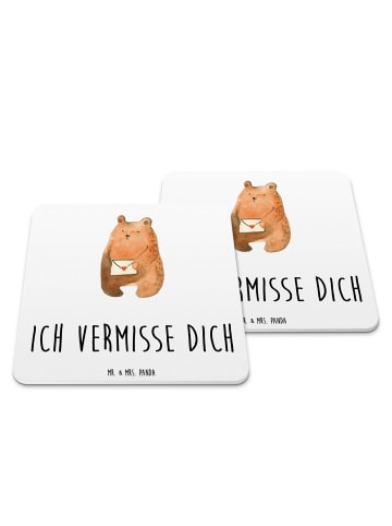 Mr. & Mrs. Panda Untersetzer für Gläser Bär Vermissen mit Spruch in Weiß