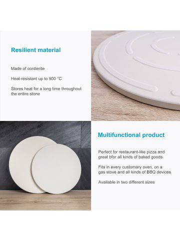 Intirilife Cordierit Pizzastein für Ofen Brot Backen Flammkuchen Backstein in Beige