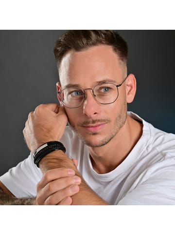 Adeliás Herren Armband – Lederarmband aus Leder 23 cm in schwarz
