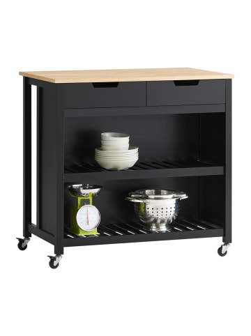 SoBuy Kücheninsel in Natur und Schwarz - (B)100 x (H)94 x (T)60cm