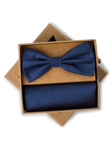 Finshley & Harding London Fliege und Einstecktuch in indigo - 0001