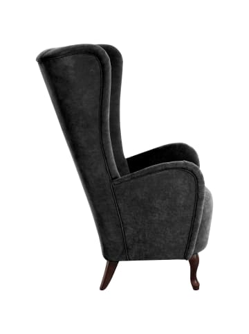 others HOCHLEHNSESSEL Kailey Bezug Velourstoff Buche nussbaum dunkel / schwarz