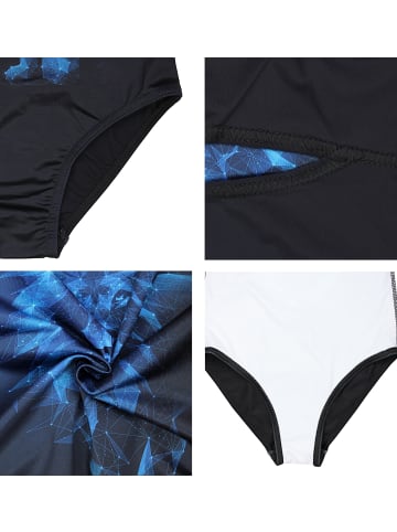 Aquarti Mädchen Badeanzug mit Ringerrücken Print in schwarz Modell 2