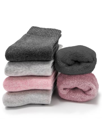 Occulto 6er Pack Warme Kuschelsocken Smilla GreyPinkUni 35-38