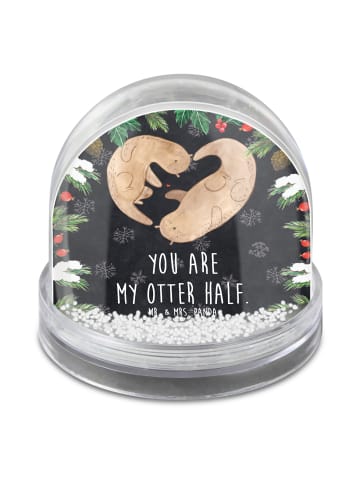 Mr. & Mrs. Panda Schneekugel Weihnachten Otter Herz mit Spruch in Kreidetafel