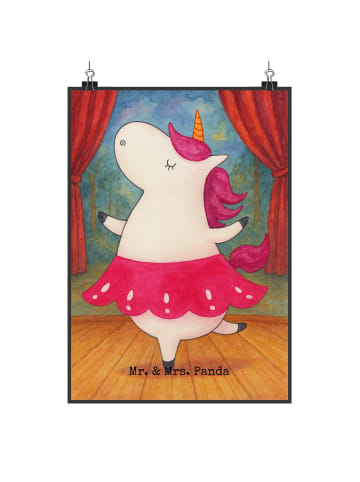 Mr. & Mrs. Panda Poster Einhorn Ballerina Design ohne Spruch in Weiß