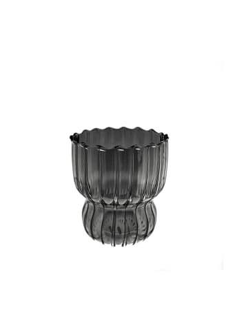 Mulex Moderne Gläser 300 ml Riffle Design Trinkgläser aus Borosilikatglas in Schwarz
