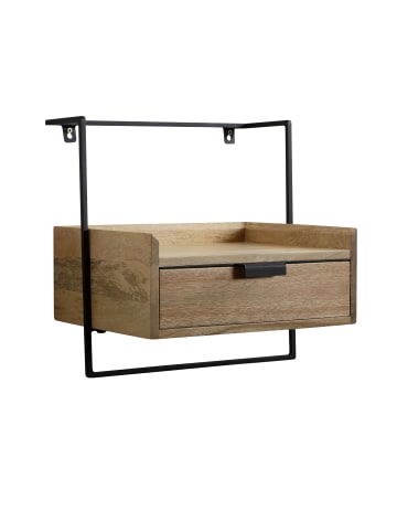 KADIMA DESIGN Nachtkonsole für Wandmontage 44x45x35 cm Mango Massivholz Hellbraun, in Beige