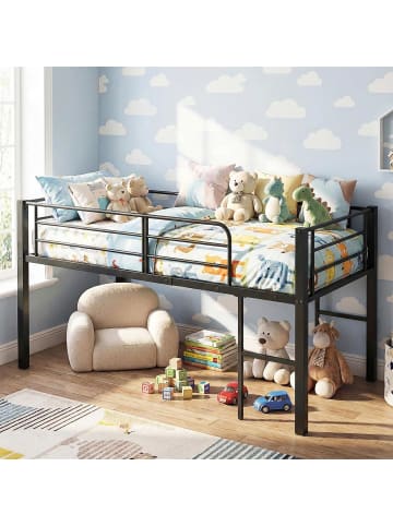 COSTWAY Kinderbett Hochbett 90x200 cm in Schwarz