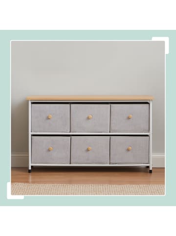 relaxdays Sideboard in Hellgrau/ Natur - (B)87 x (H)51 x (T)32 cm