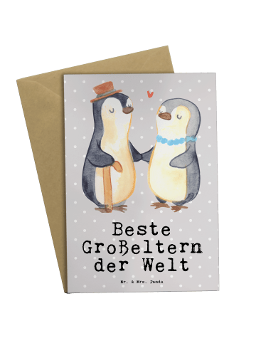 Mr. & Mrs. Panda Grußkarte Pinguin Beste Großeltern der Welt mit... in Grau Pastell