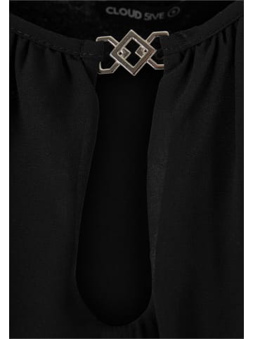 Cloud5ive Cloud5ive Damen Cloud5ive Damen Chiffon Top mit Schlüsselloch-Kragen und Deko-Schnalle in black