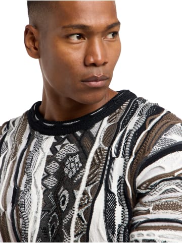 Carlo Colucci Jacquardpullover Dimani in Schwarz / Grau