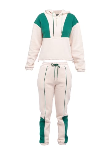 Tom Barron Trainingsanzug Casual Oversize Tracksuit Half Zipper In Front in ecru