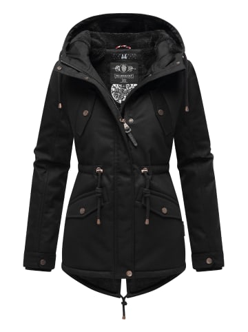 Marikoo Winterjacke Manolya in Black with black fur