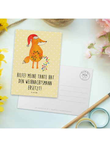 Mr. & Mrs. Panda Grußkarte Tante Weihnachten mit Spruch in Gelb Pastell