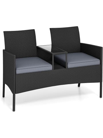 COSTWAY 2-Sitzer Gartenbank mit Tisch in Grau