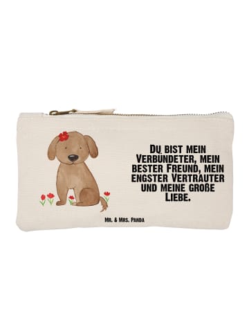 Mr. & Mrs. Panda Federtasche Hund Dame mit Spruch in Weiß