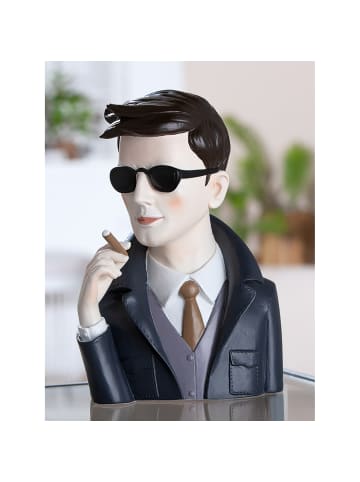 GILDE Figur Gentleman mit Zigarre grau, schwarz - (H) 25 cm