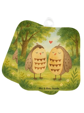 Mr. & Mrs. Panda Ofenhandschuhe Eulen Liebe Design ohne Spruch in Weiß