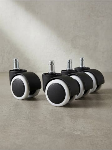 KADIMA DESIGN Hartbodenrollen | 5er-Set, Schwarz/Weiß, ø50mm, 11mm-Stift