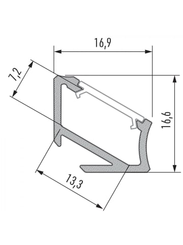 LED Line LED Aluminium Eckprofil PD-C 1 Meter Aluprofil Leiste Silber in Silber