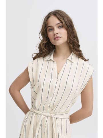 ICHI Freizeitkleid IHLINNO Loose fit in Natural Ecru Stripe
