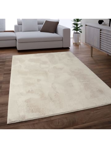 Teppich Kurzflor waschbar Einfarbig Wohnzimmer in Creme