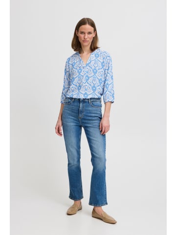 b.young Kurzarmbluse BYHALBA BLOUSE 20816416 Moderne Bluse mit V-Ausschnitt in Blau