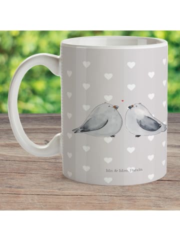 Mr. & Mrs. Panda Camping Tasse Turteltauben Liebe ohne Spruch in Grau Pastell