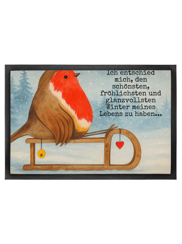 Mr. & Mrs. Panda fußmatte Rotkehlchen Schlitten Design mit Spruch in Weiß