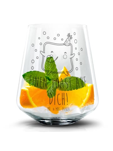 Mr. & Mrs. Panda Blümchentail Glas Toast Party mit Spruch in Transparent