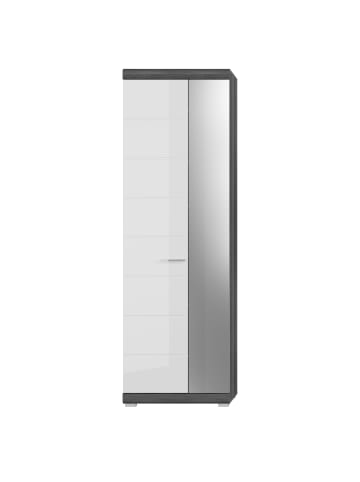 xonox.home Garderobenschrank  (B/H/T: 62x197x37 cm) in Rauchsilber und weiß Hochglanz